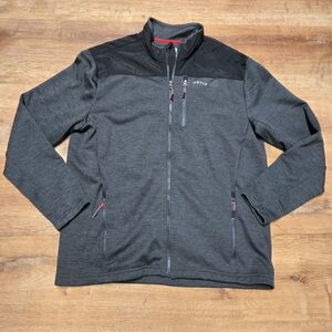 Orvis Men's Gray and Black Zip Up Sweatshirt Jacket Large